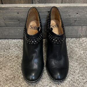 Sofft Shalene Black Studded Rounded Toe Ankle Booties
